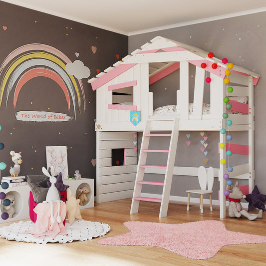 Bunk bed "ALPIN CHALET" in pink